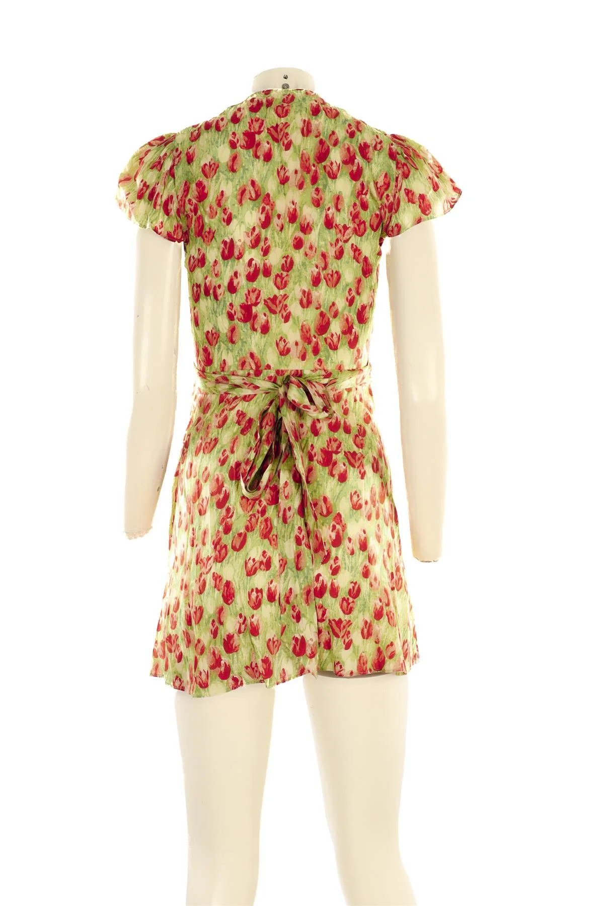 DOEN GREEN SILK MINI DRESS XSMALL - Image 4