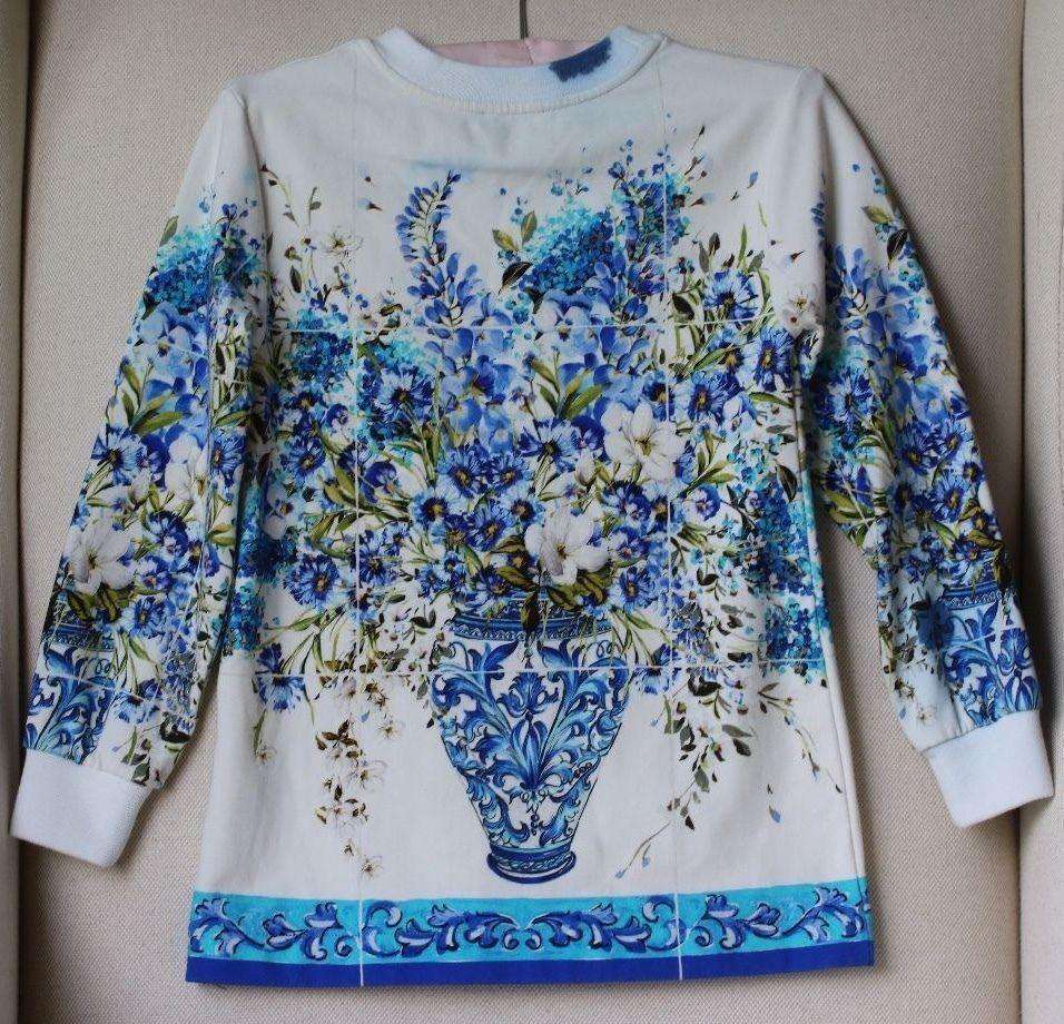 DOLCE AND GABBANA BABY GIRLS BLUE VASO FIORI LONG TOP 5 YEARS - Image 5