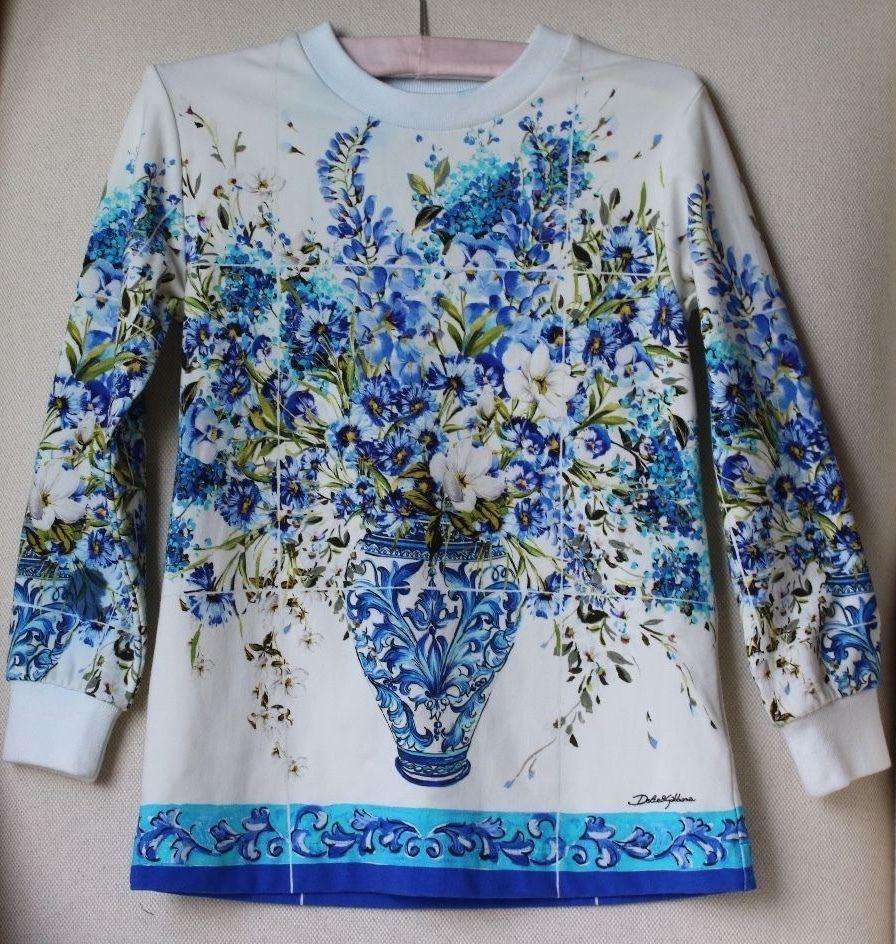 DOLCE AND GABBANA BABY GIRLS BLUE VASO FIORI LONG TOP 5 YEARS - Image 6
