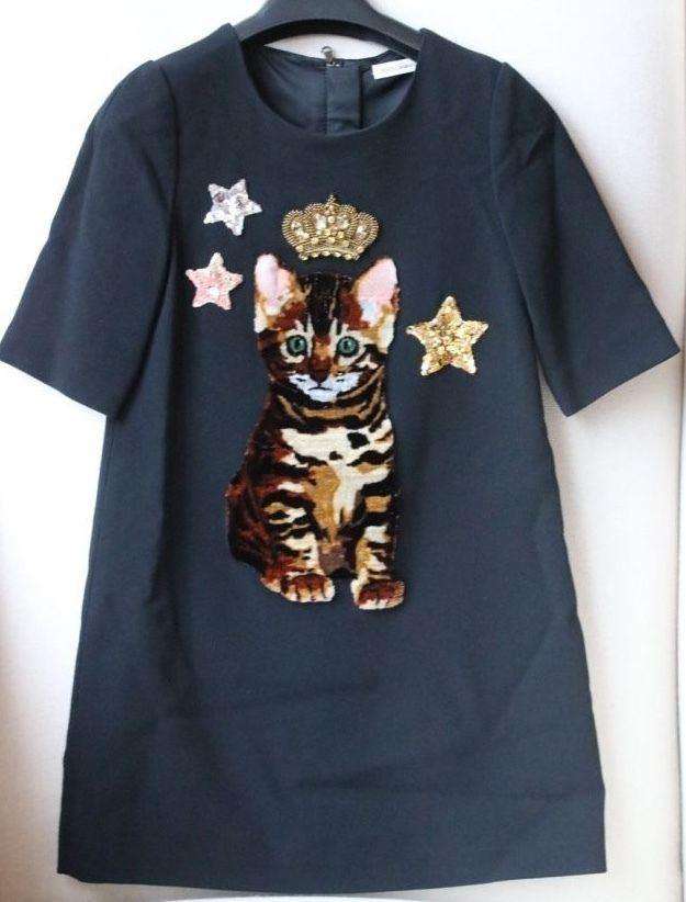 DOLCE AND GABBANA BABY GIRLS ZAMBIA CAT DRESS 4 YEARS - Image 4