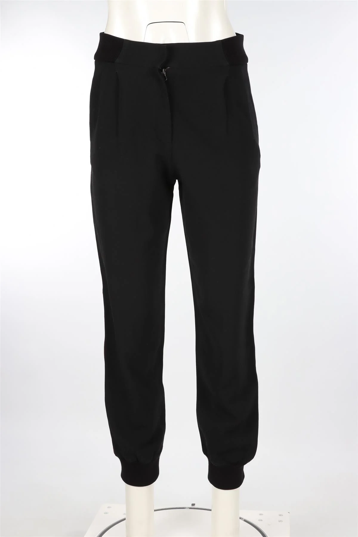 DOLCE AND GABBANA BLACK WOOL TAPERED PANTS IT 38 UK 6 - Image 2