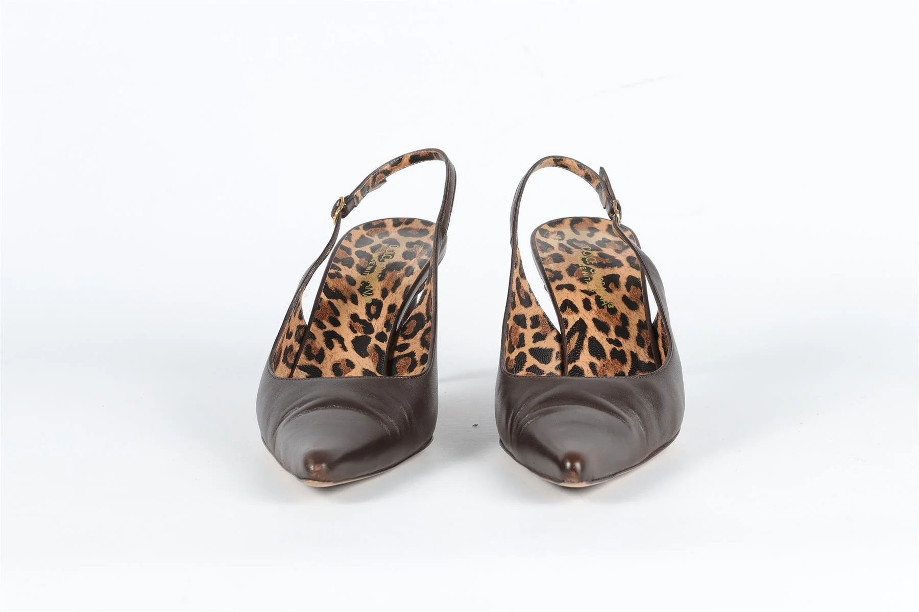 DOLCE AND GABBANA BROWN LEATHER SLINGBACK PUMPS EU 39 UK 6 US 9 - Image 3
