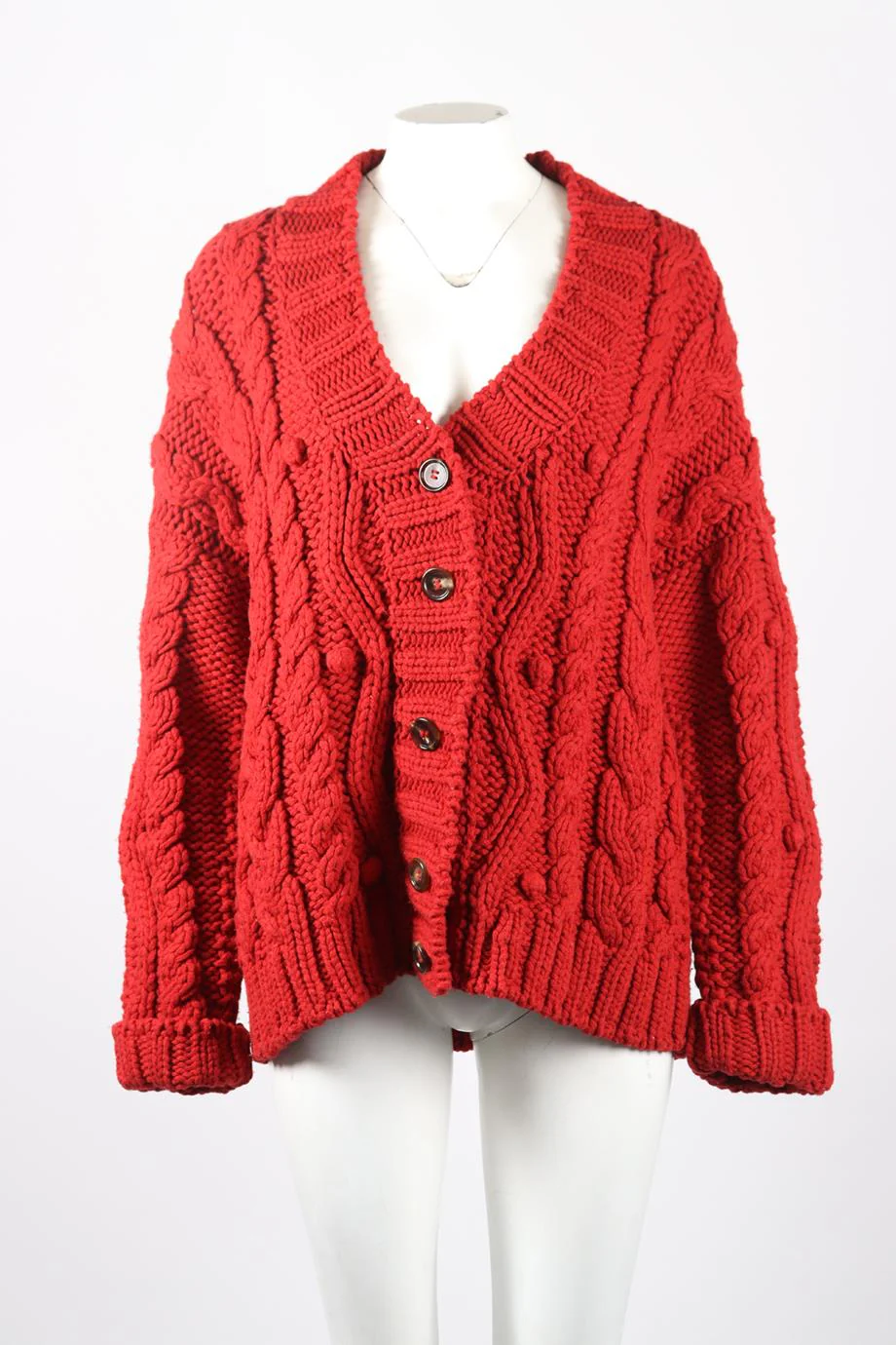 DOLCE AND GABBANA CABLE KNIT WOOL CARDIGAN IT 38 UK 6 - Image 2