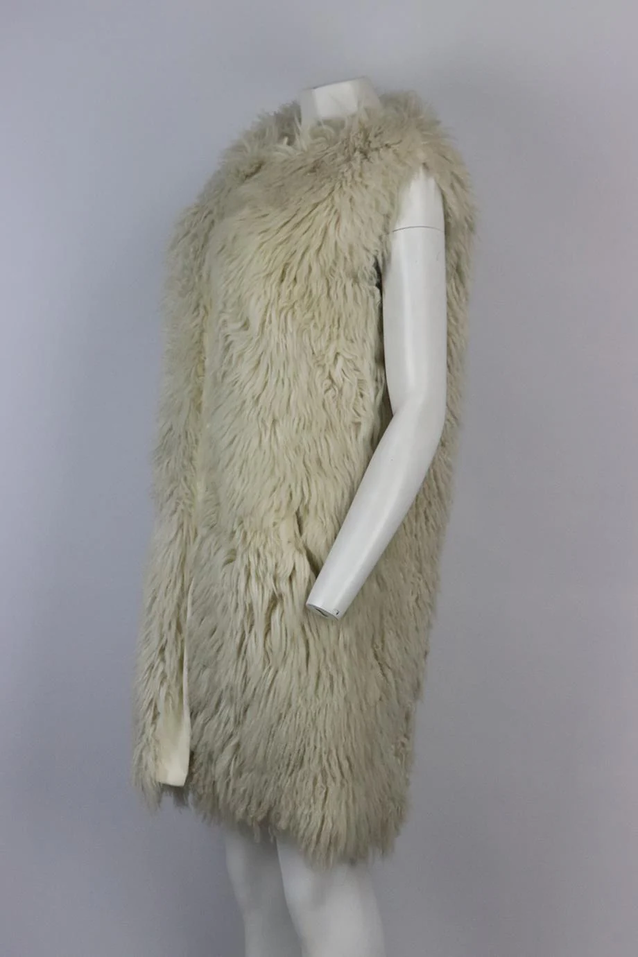 DOLCE AND GABBANA CORDUROY TRIMMED SHEARLING GILET IT 40 UK 8 - Image 3
