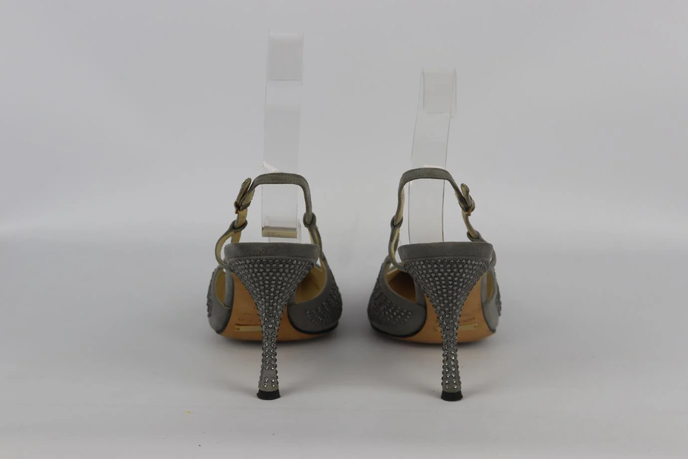 DOLCE AND GABBANA CRYSTAL EMBELLISHED SUEDE SLINGBACK PUMPS EU 38 UK 5 US 8 - Image 3