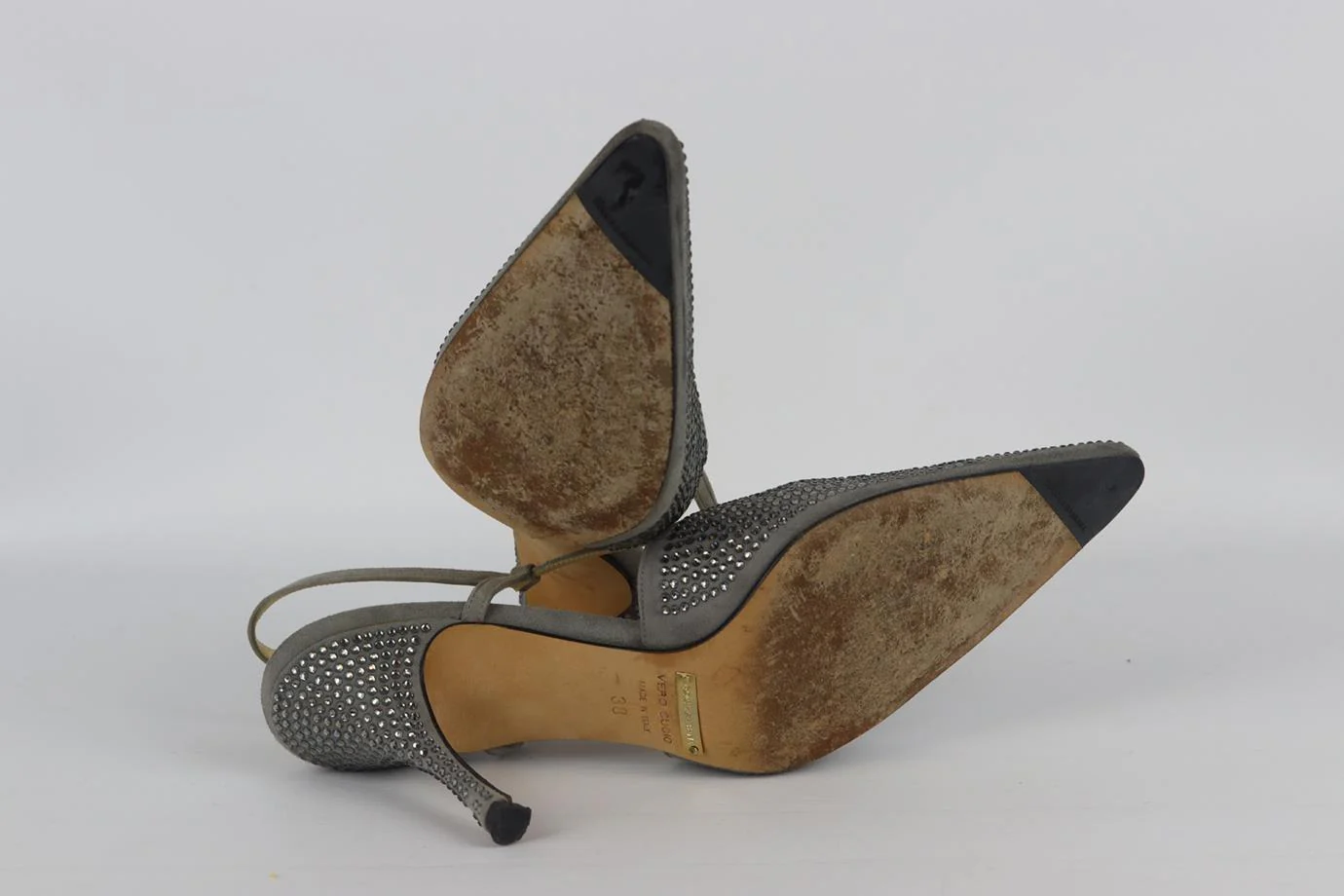 DOLCE AND GABBANA CRYSTAL EMBELLISHED SUEDE SLINGBACK PUMPS EU 38 UK 5 US 8 - Image 6