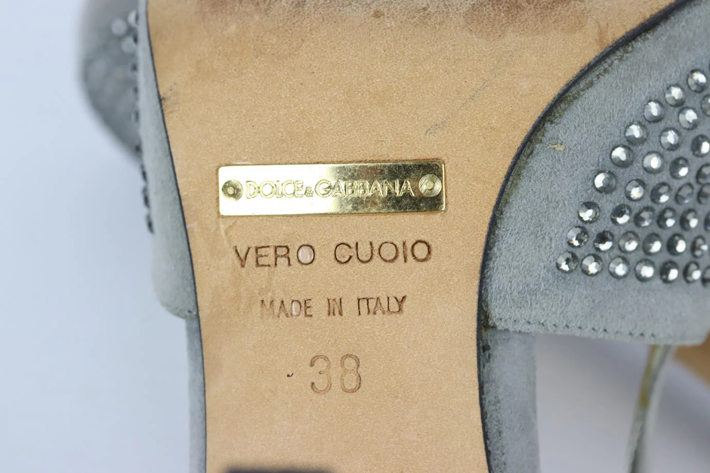 DOLCE AND GABBANA CRYSTAL EMBELLISHED SUEDE SLINGBACK PUMPS EU 38 UK 5 US 8 - Image 7