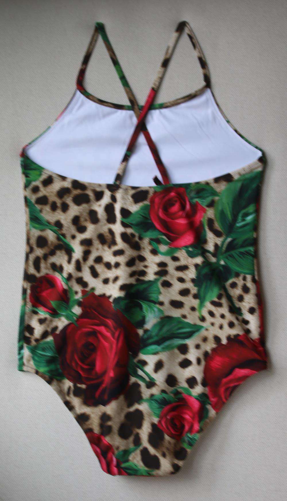 DOLCE AND GABBANA KIDS GIRLS LEOPARD AND ROSE PRINT SWIMSUIT 7-8 YEARS - Image 3