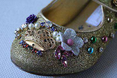 DOLCE AND GABBANA KIDS GOLD EMBELLISHED MARY JANE SHOES EU 24 UK 7 - Image 10