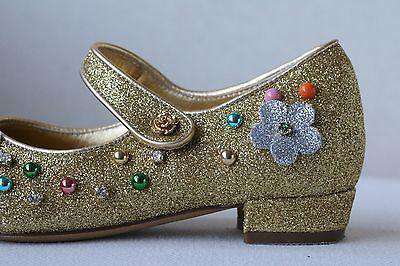 DOLCE AND GABBANA KIDS GOLD EMBELLISHED MARY JANE SHOES EU 24 UK 7 - Image 11