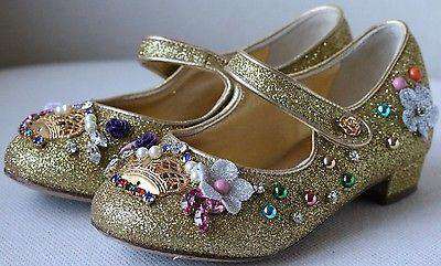 DOLCE AND GABBANA KIDS GOLD EMBELLISHED MARY JANE SHOES EU 24 UK 7 - Image 4