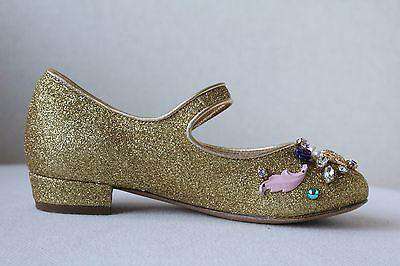 DOLCE AND GABBANA KIDS GOLD EMBELLISHED MARY JANE SHOES EU 24 UK 7 - Image 6