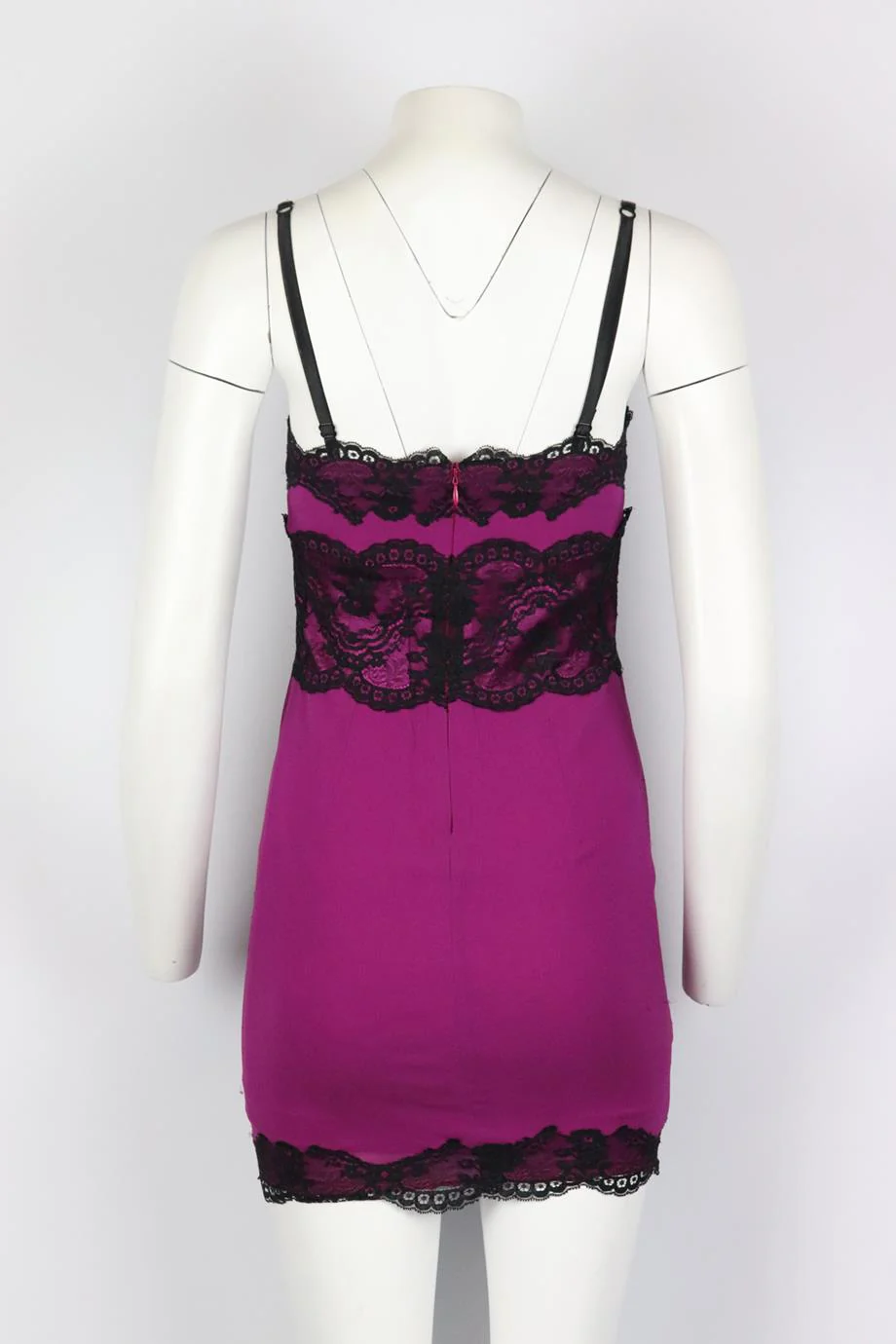 DOLCE AND GABBANA LACE TRIMMED SILK BLEND MINI DRESS IT 44 UK 12 - Image 4