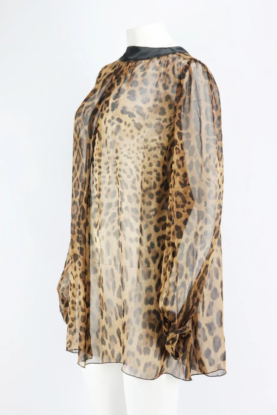 DOLCE AND GABBANA LEOPARD PRINT SILK BLOUSE IT 44 UK 12 - Image 3