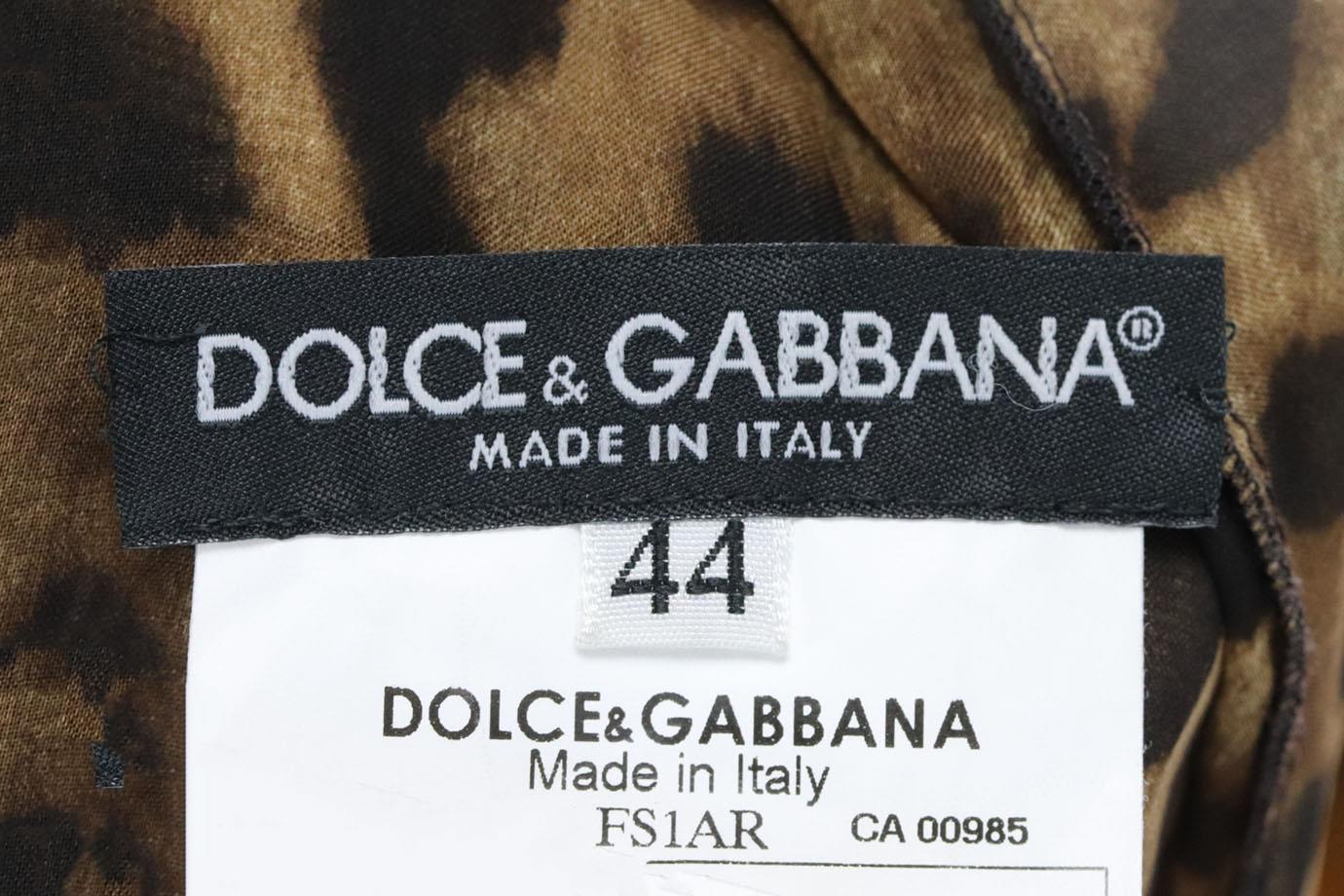 DOLCE AND GABBANA LEOPARD PRINT SILK BLOUSE IT 44 UK 12 - Image 5