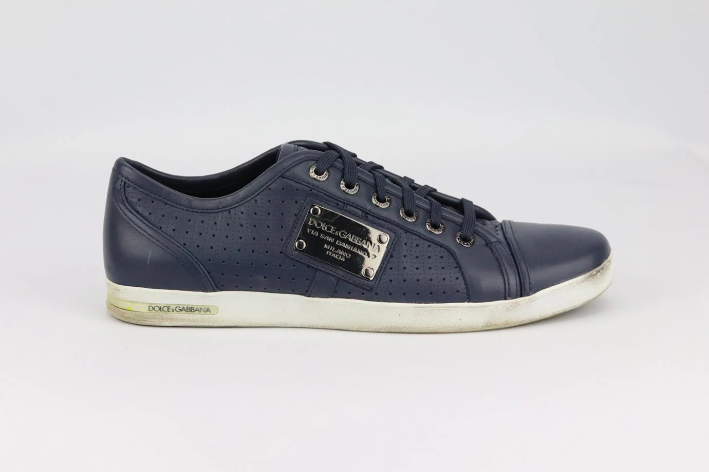 DOLCE AND GABBANA MEN'S LEATHER SNEAKERS EU 43.5 UK 9.5 US 10.5 - Image 2