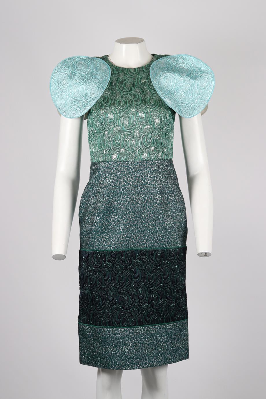 DOLCE AND GABBANA METALLIC BROCADE MIDI DRESS IT 40 UK 8 - Image 2