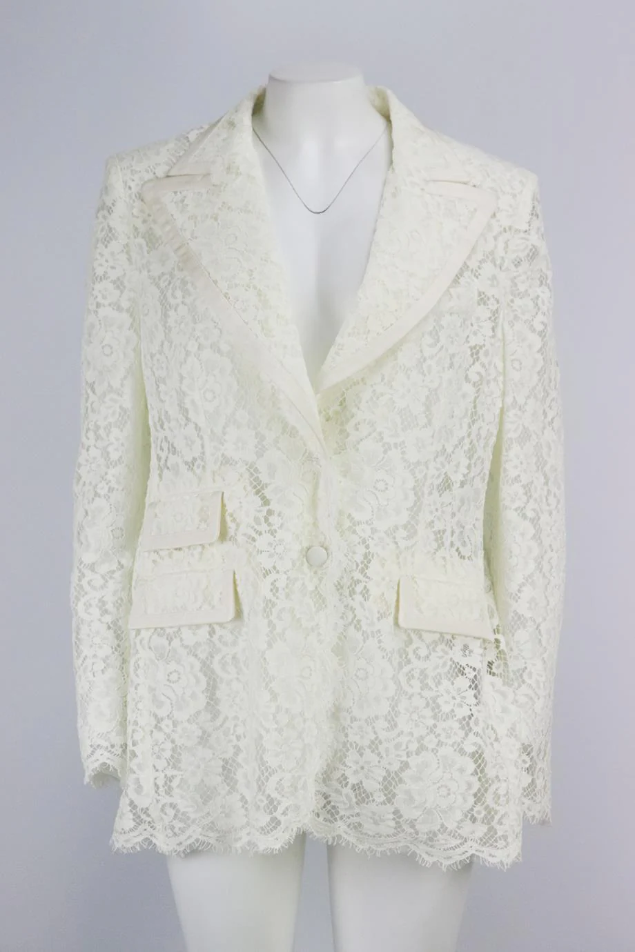 DOLCE AND GABBANA SATIN TRIMMED CORDED LACE BLAZER IT 50 UK 18 - Image 2