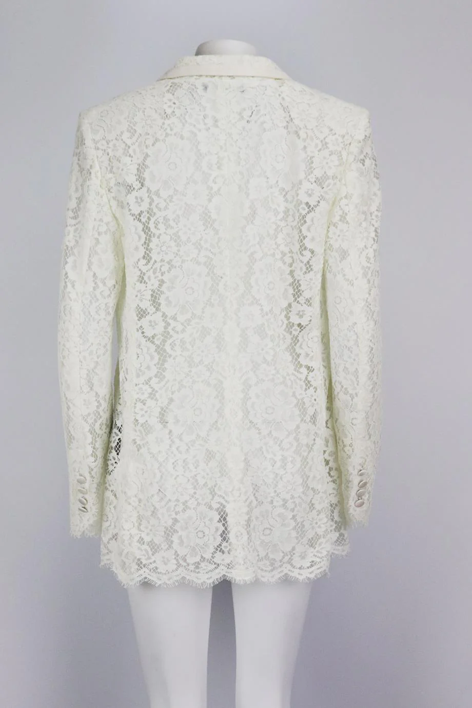 DOLCE AND GABBANA SATIN TRIMMED CORDED LACE BLAZER IT 50 UK 18 - Image 4