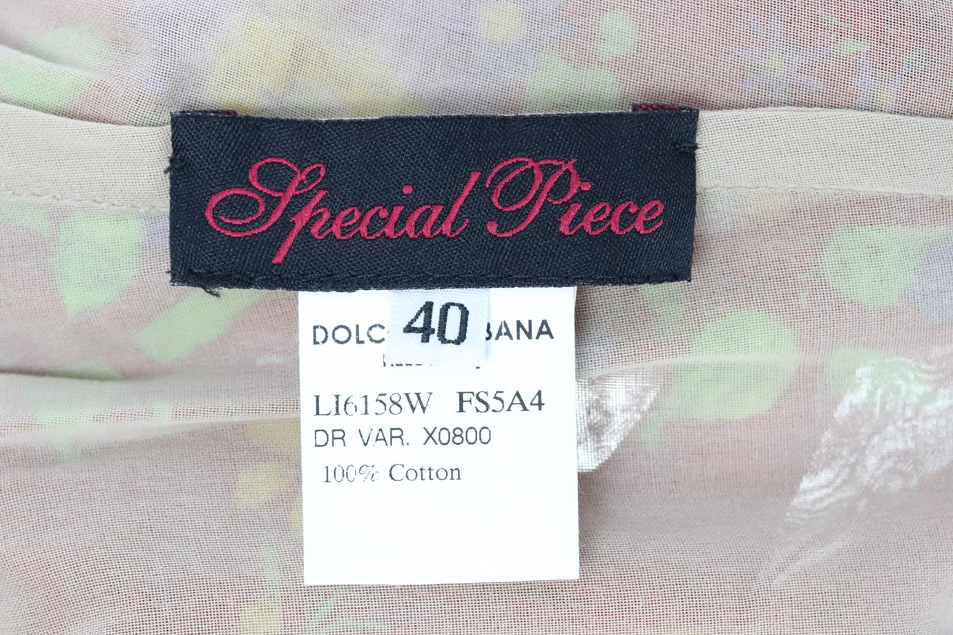 DOLCE AND GABBANA SPECIAL ORDER FLORAL PRINT COTTON DRESS IT 40 UK 8 - Image 6