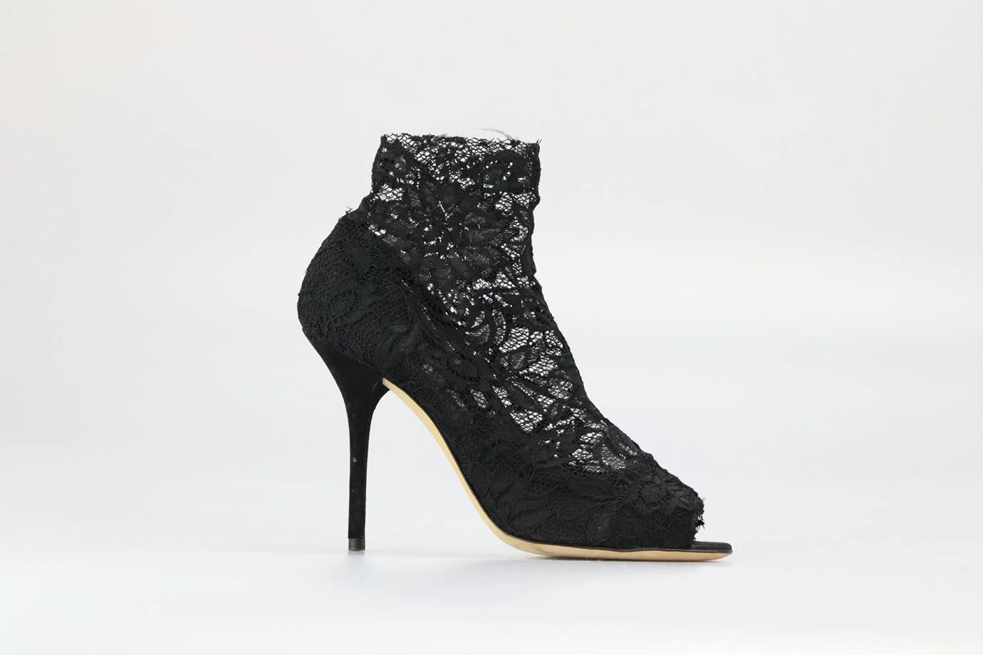 DOLCE AND GABBANA STRETCH LACE AND SUEDE ANKLE BOOTS EU 40 UK 7 US 10 - Image 2