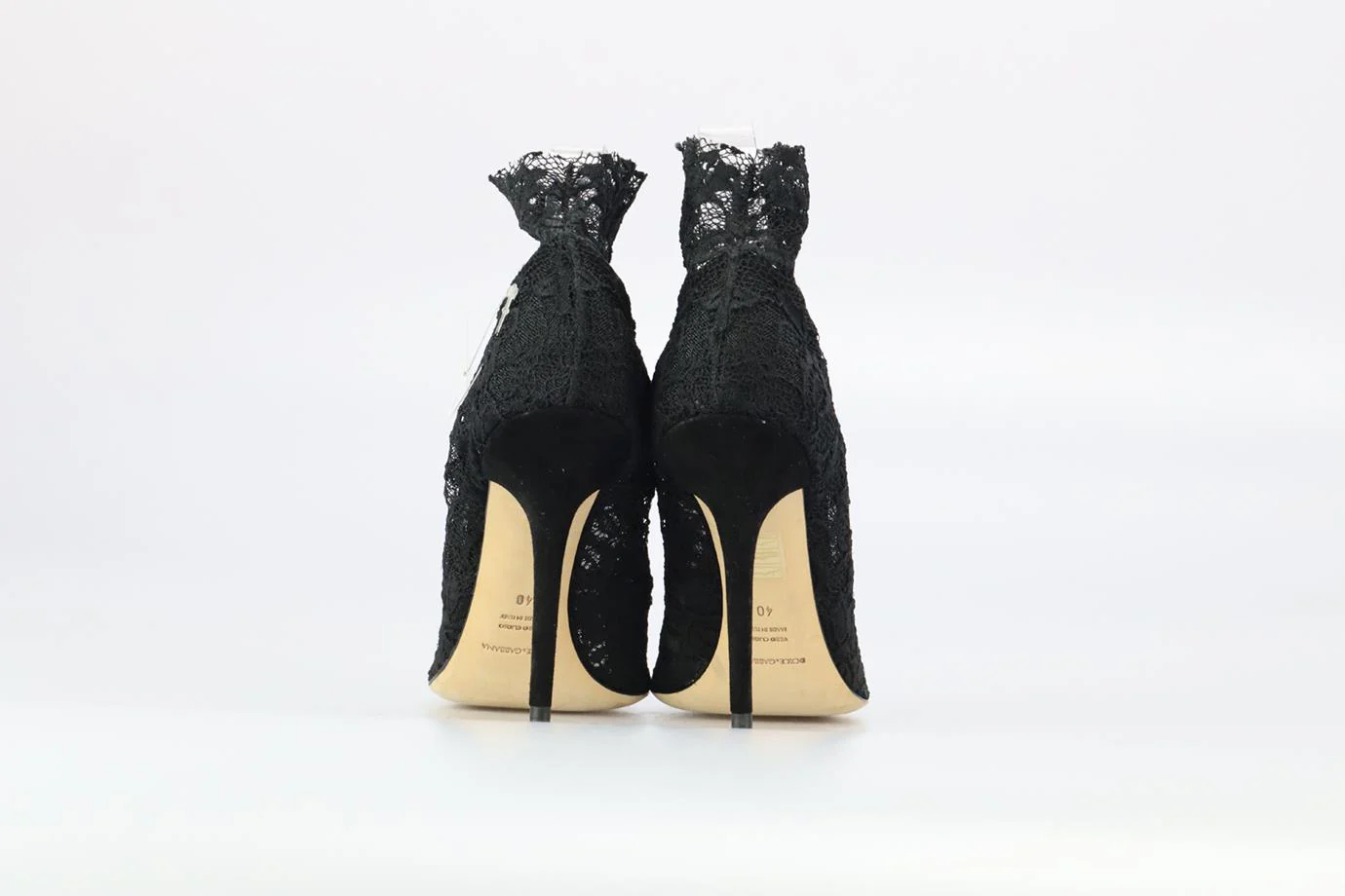 DOLCE AND GABBANA STRETCH LACE AND SUEDE ANKLE BOOTS EU 40 UK 7 US 10 - Image 4