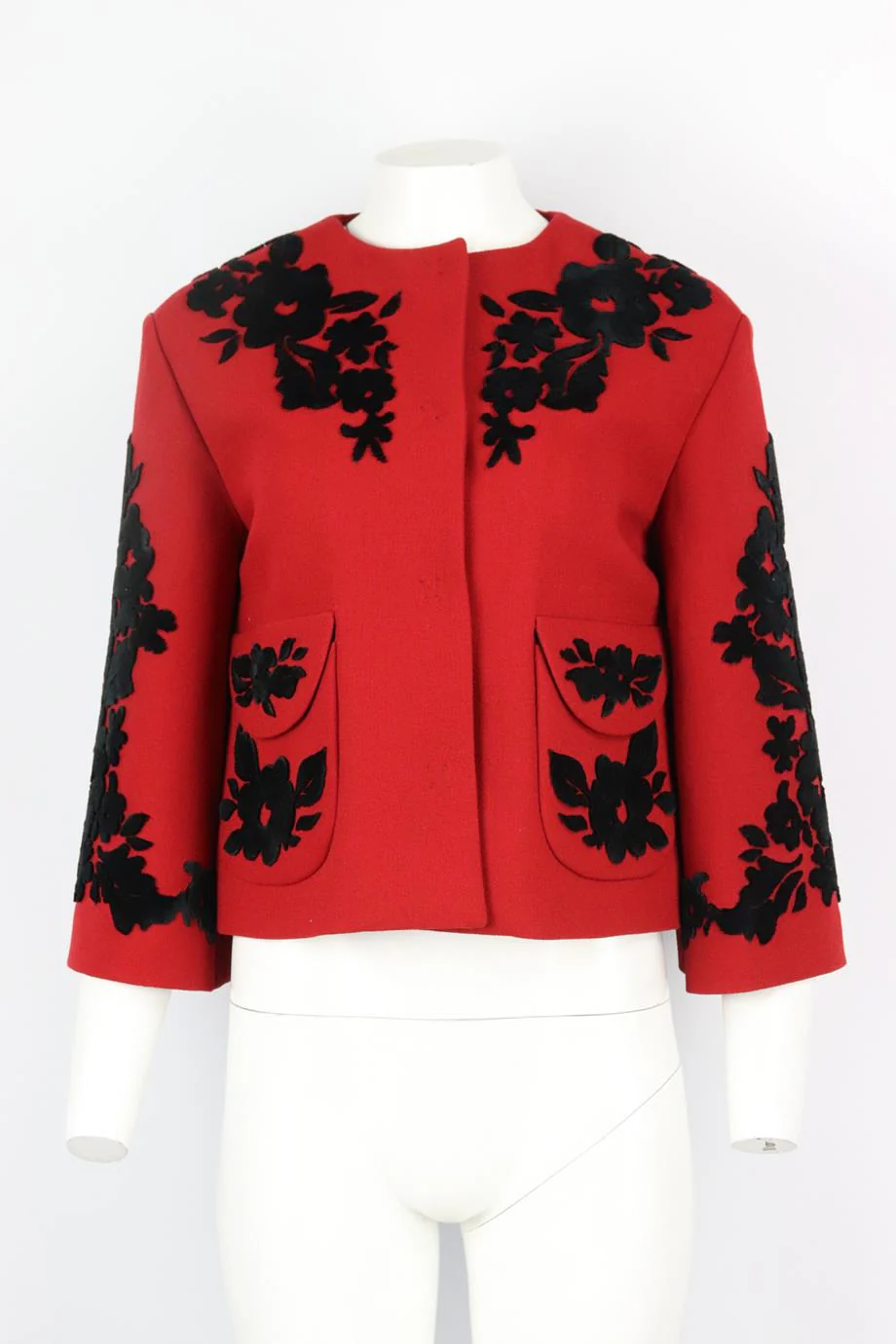 DOLCE AND GABBANA VELVET AND WOOL BLEND CREPE JACKET IT 40 UK 8 - Image 2