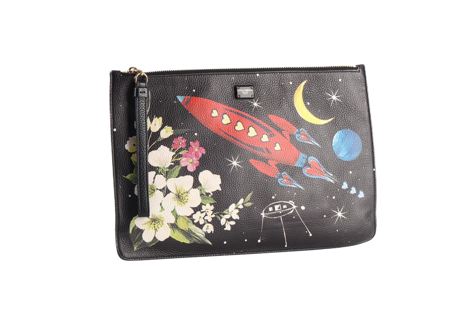 DOLCE & GABANNA BLACK LEATHER CLUTCH - Image 4