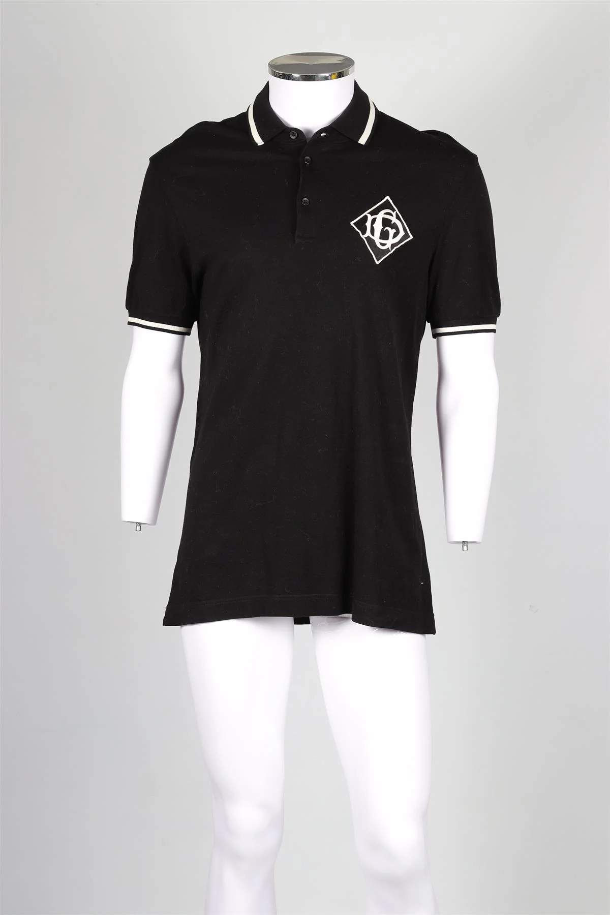 DOLCE & GABANNA BLACK MEN'S COTTON POLO SHIRT IT 48 UK/US CHEST 38 - Image 2