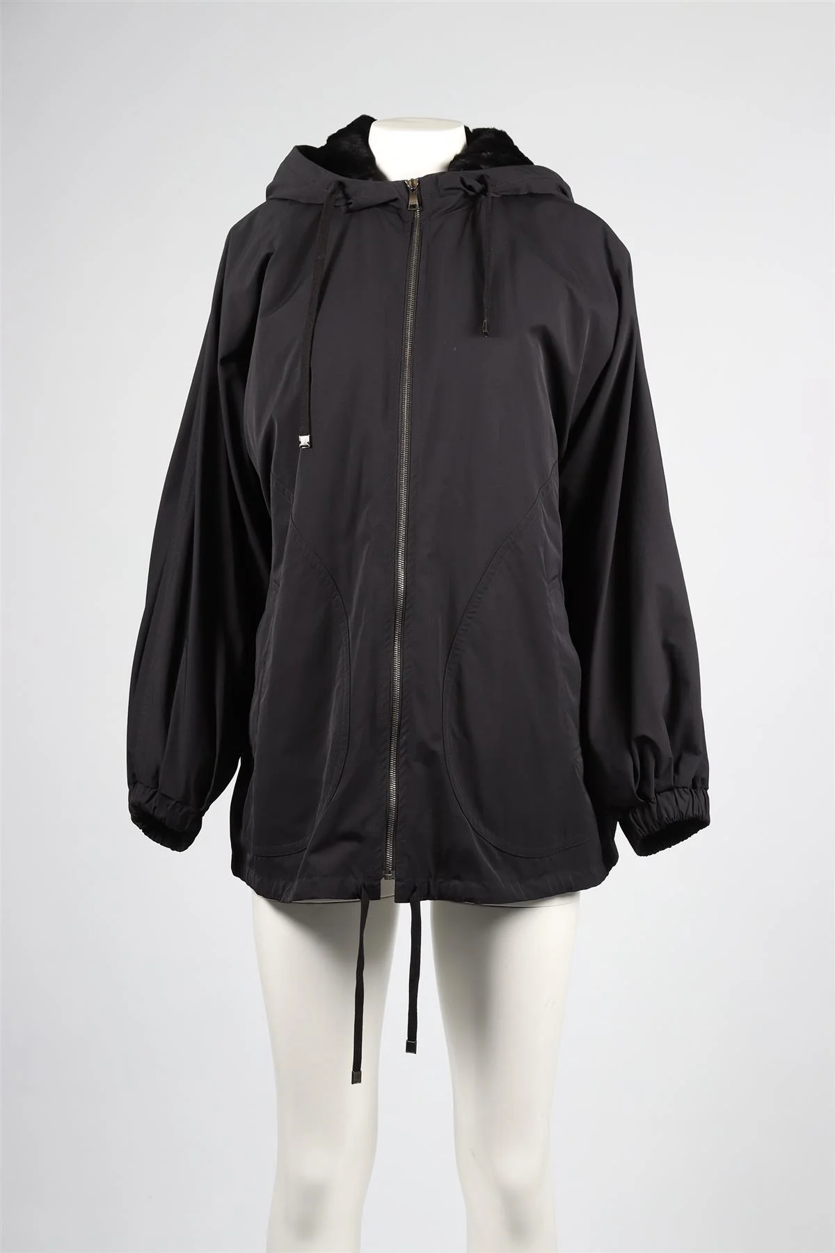 DOLCE & GABANNA BLACK RABBIT FUR AND SHELL COAT IT 44 UK 12 - Image 2