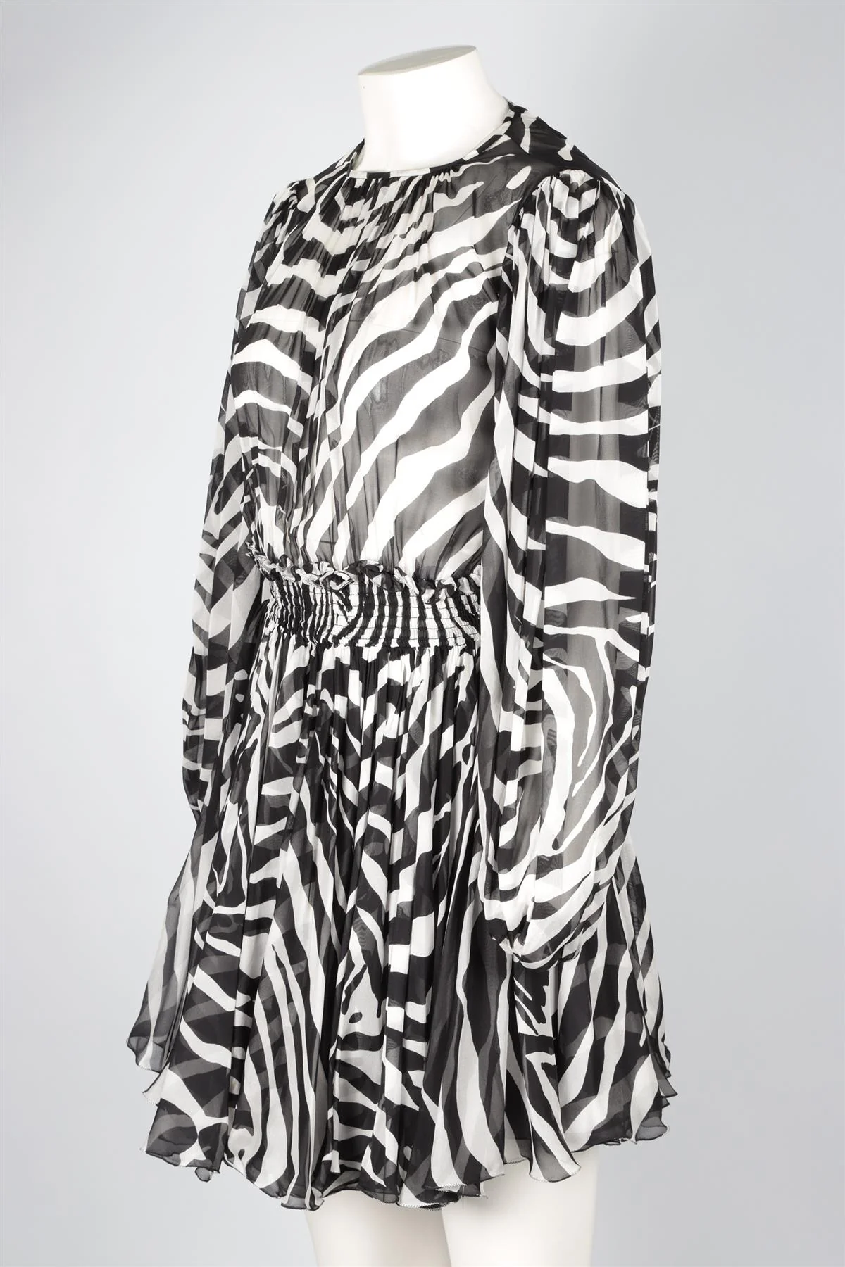 DOLCE & GABBANA BLACK SILK MINI DRESS IT 42 UK 10 - Image 3
