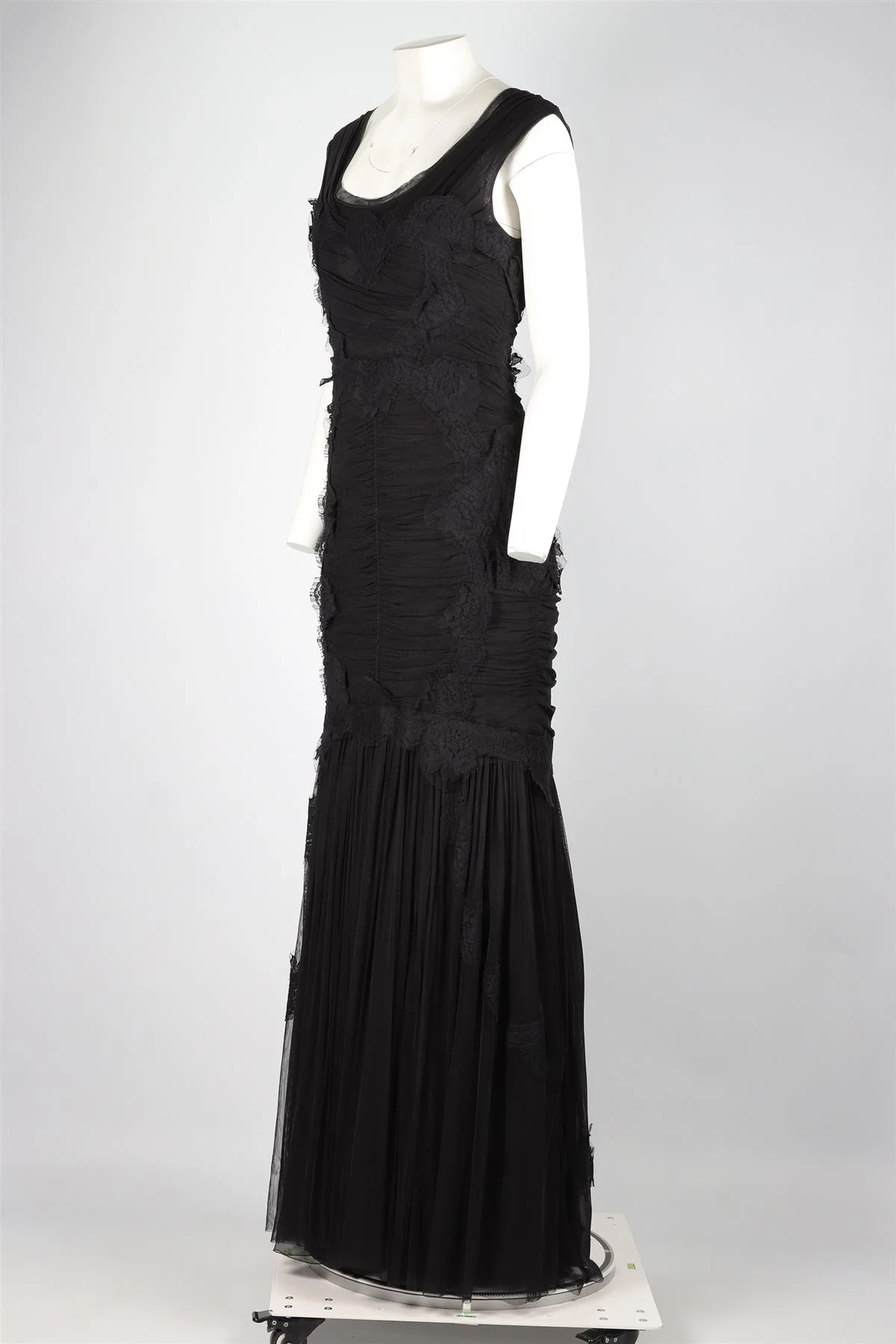 DOLCE & GABANNA BLACK TULLE MAXI DRESS IT 46 UK 14 - Image 3