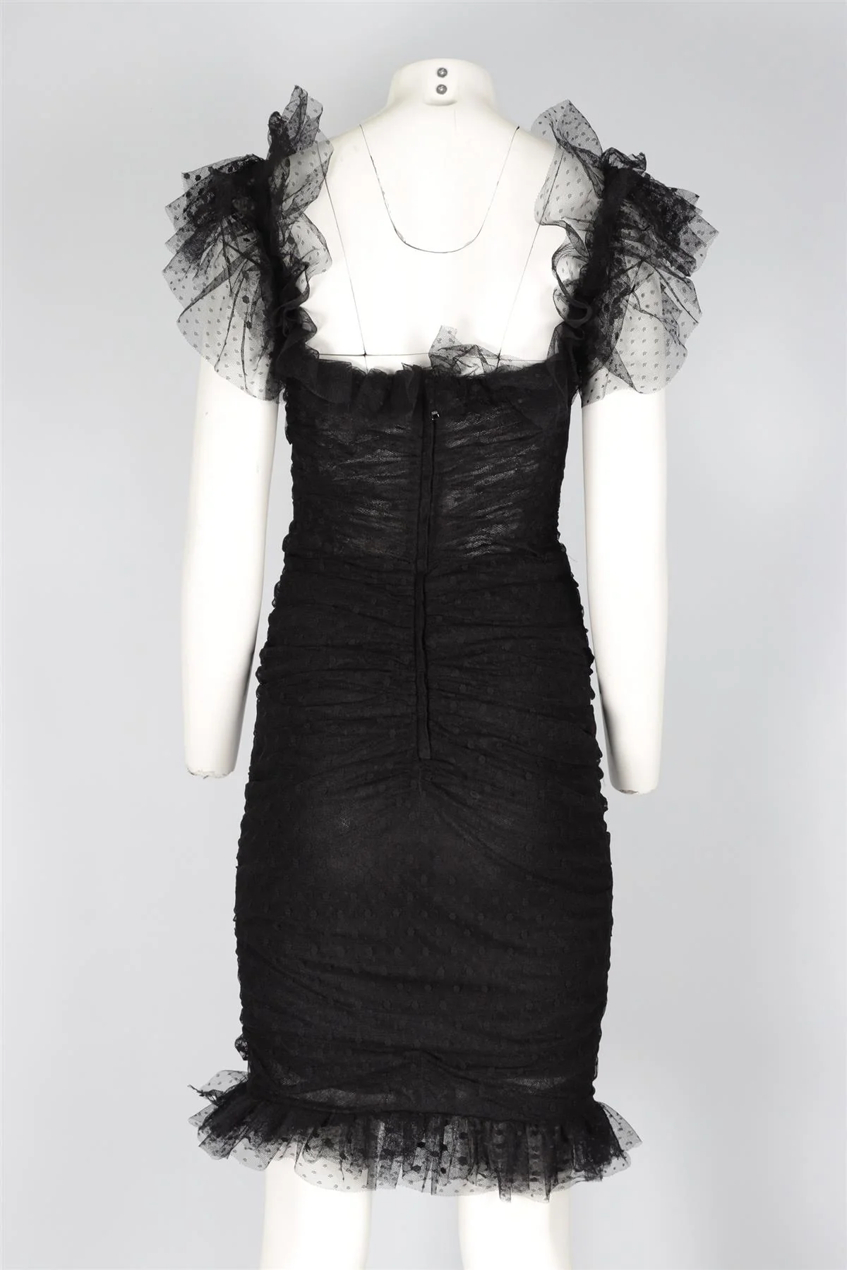 DOLCE & GABANNA BLACK TULLE MIDI DRESS IT 44 UK 12 - Image 4