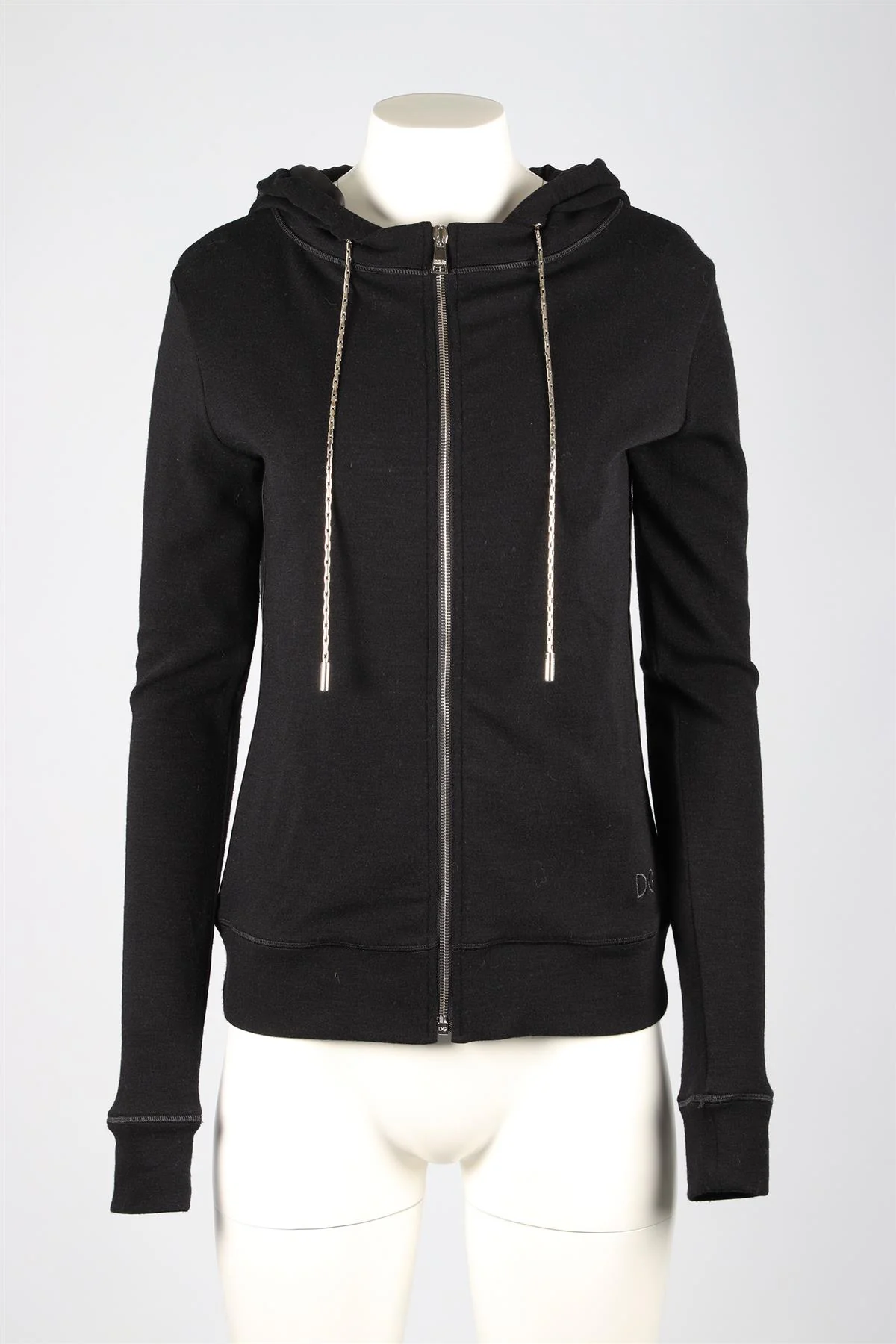 DOLCE & GABANNA BLACK WOOL BLEND HOODIE FR 46 UK 18 - Image 2