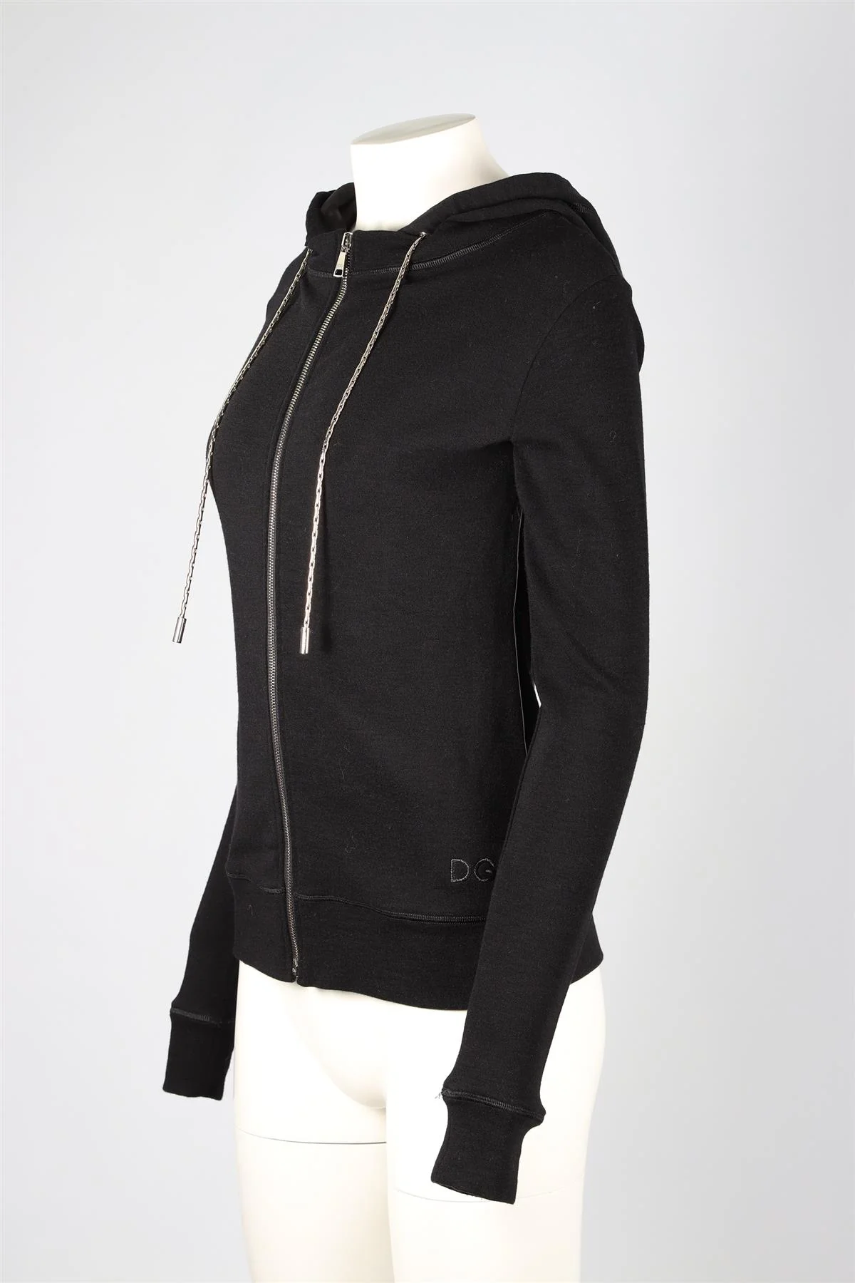 DOLCE & GABANNA BLACK WOOL BLEND HOODIE FR 46 UK 18 - Image 3
