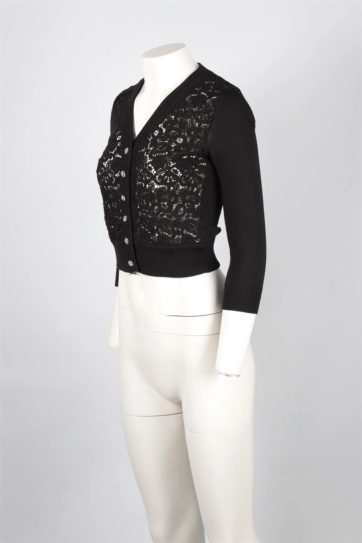 DOLCE & GABANNA BLACK WOOL CARDIGAN IT 36 UK 4 - Image 3