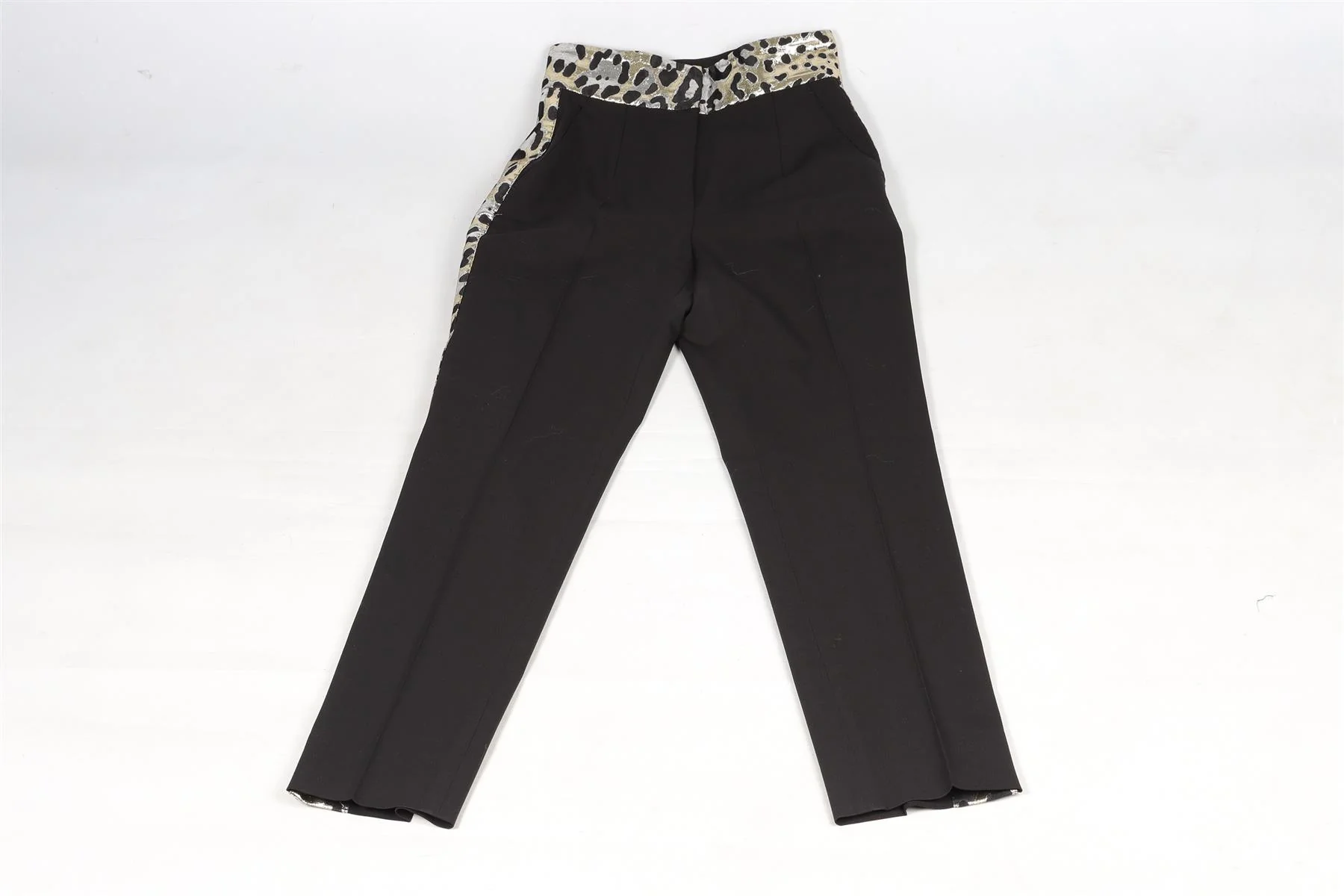 DOLCE & GABANNA BLACK WOOL STRAIGHT LEG PANTS IT 36 UK 4 - Image 2