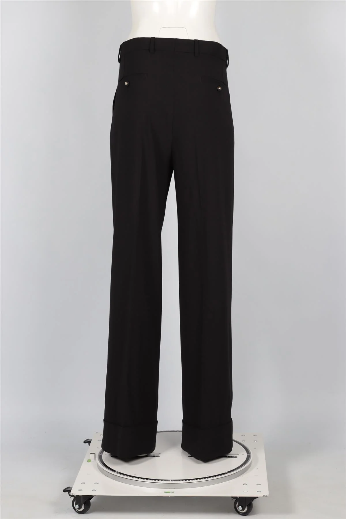 DOLCE & GABBANA BLACK WOOL WIDE LEG PANTS IT 42 UK 10 - Image 4