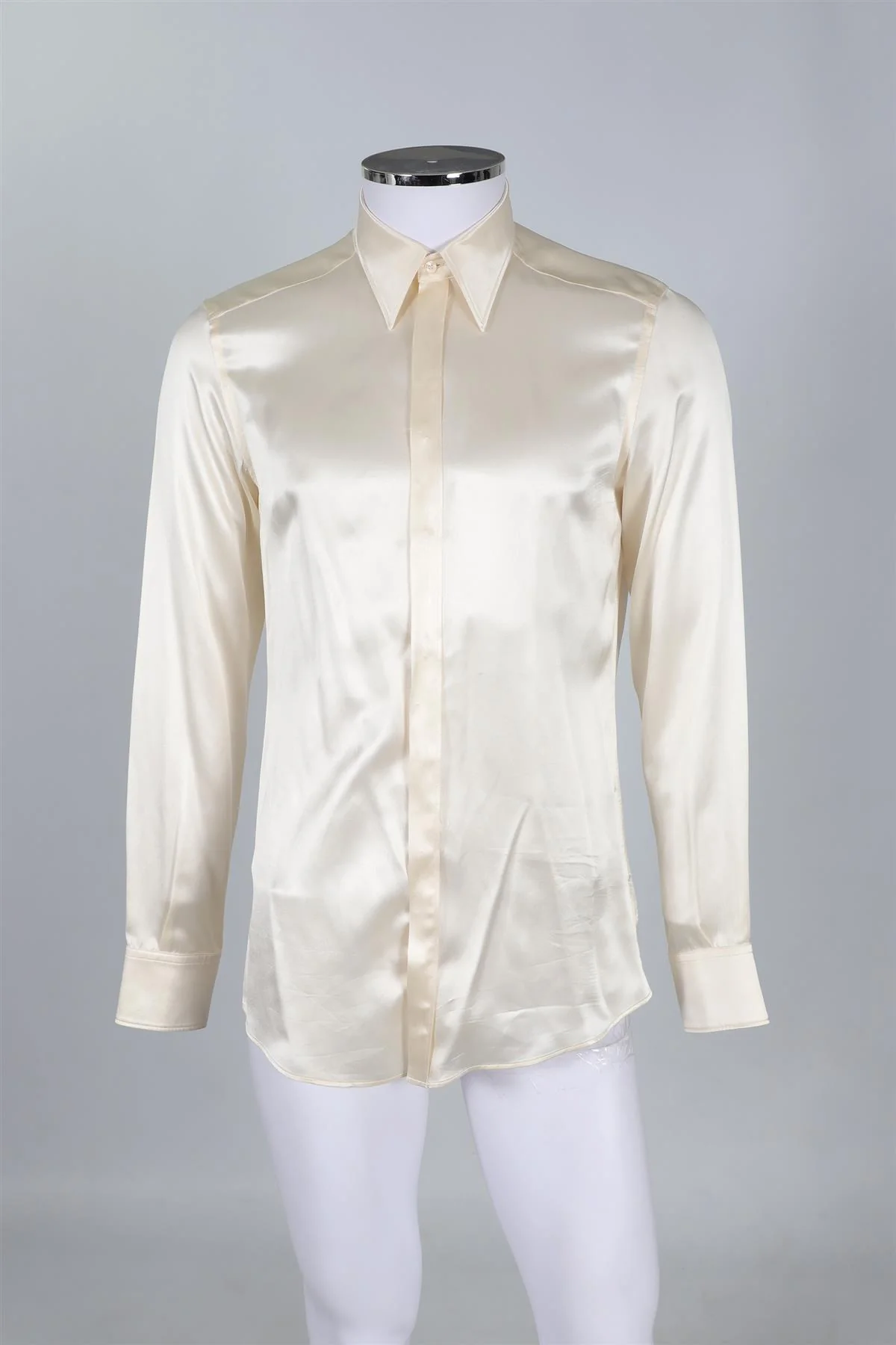 DOLCE & GABANNA IVORY MEN'S MARTINI SILK SHIRT EU 39 UK 38 - Image 2