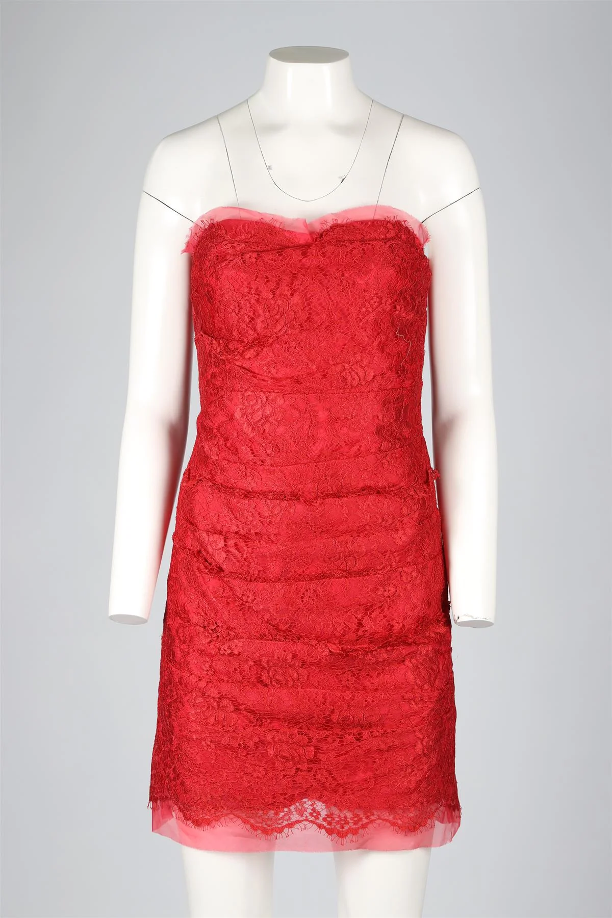 DOLCE & GABANNA RED LACE MINI DRESS IT 42 UK 10 - Image 2