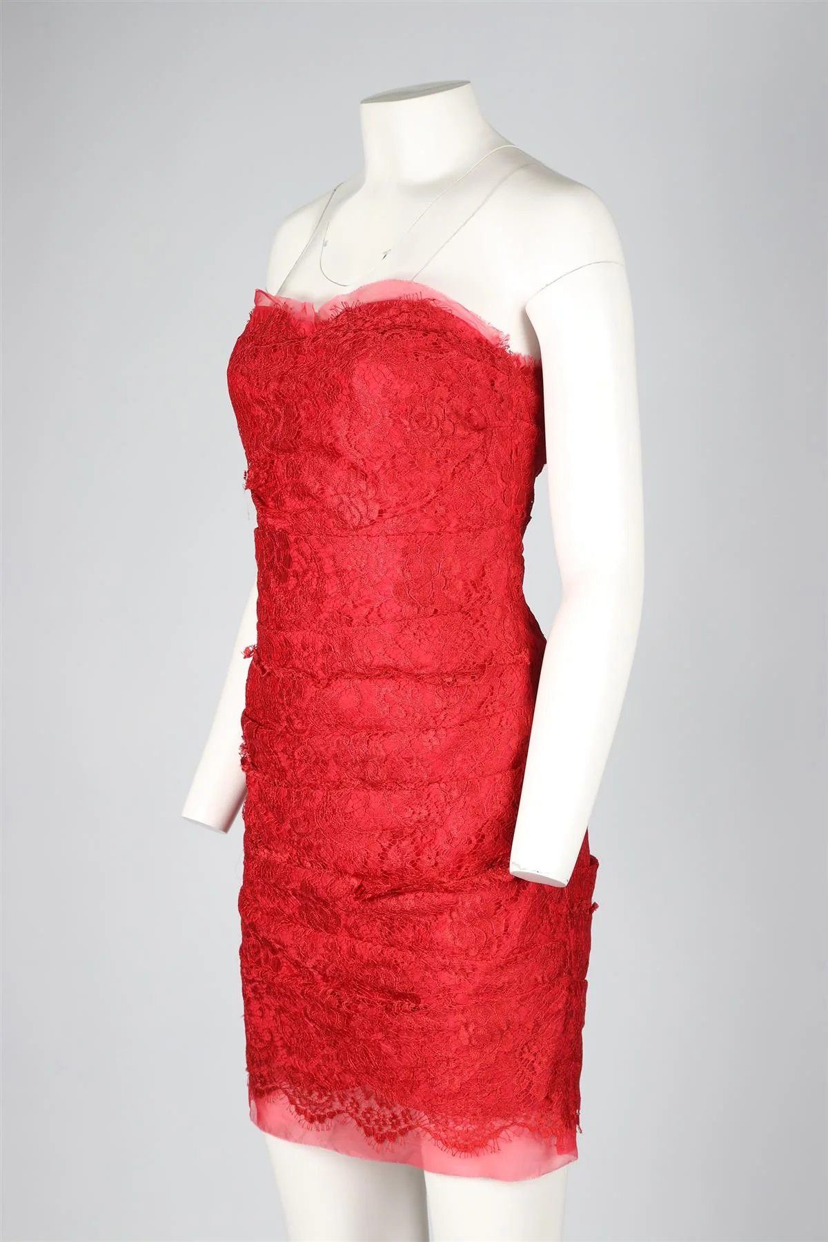 DOLCE & GABANNA RED LACE MINI DRESS IT 42 UK 10 - Image 3
