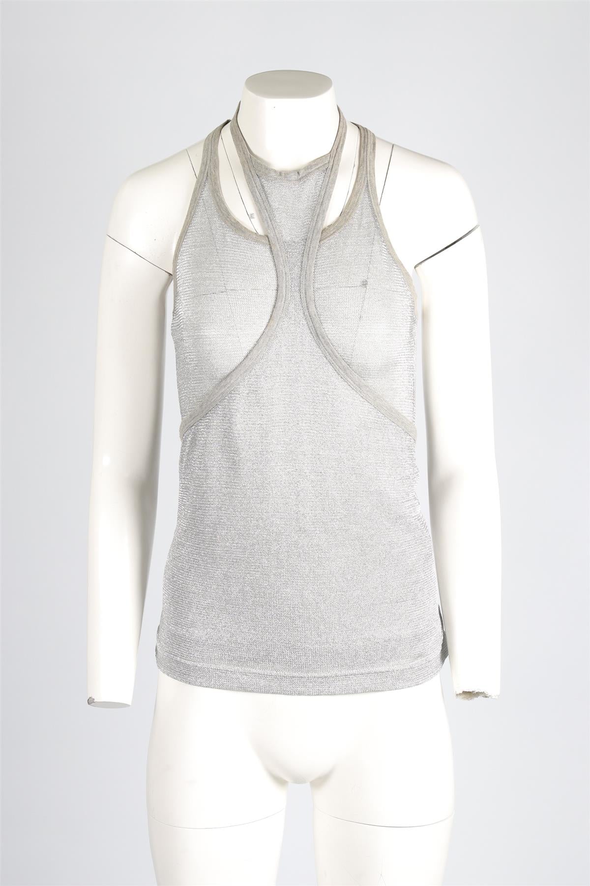 DOLCE & GABBANA SILVER KNIT TOP IT 40 UK 8 - Image 2