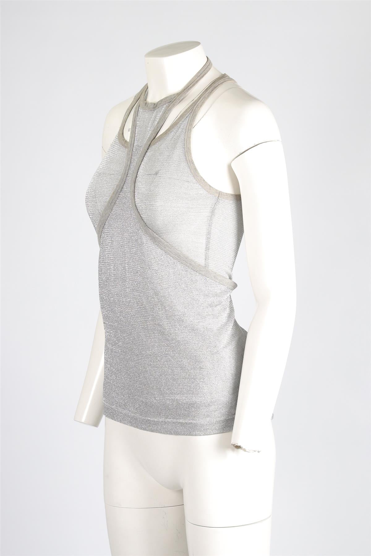 DOLCE & GABBANA SILVER KNIT TOP IT 40 UK 8 - Image 3