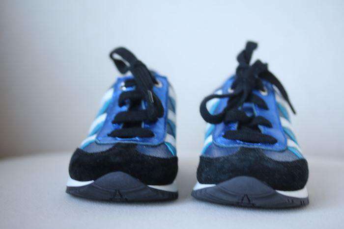 DOLCE & GABBANA BABY BOYS NAVY BLUE & BLACK LEATHER TRAINERS EU 23 UK 6 - Image 2