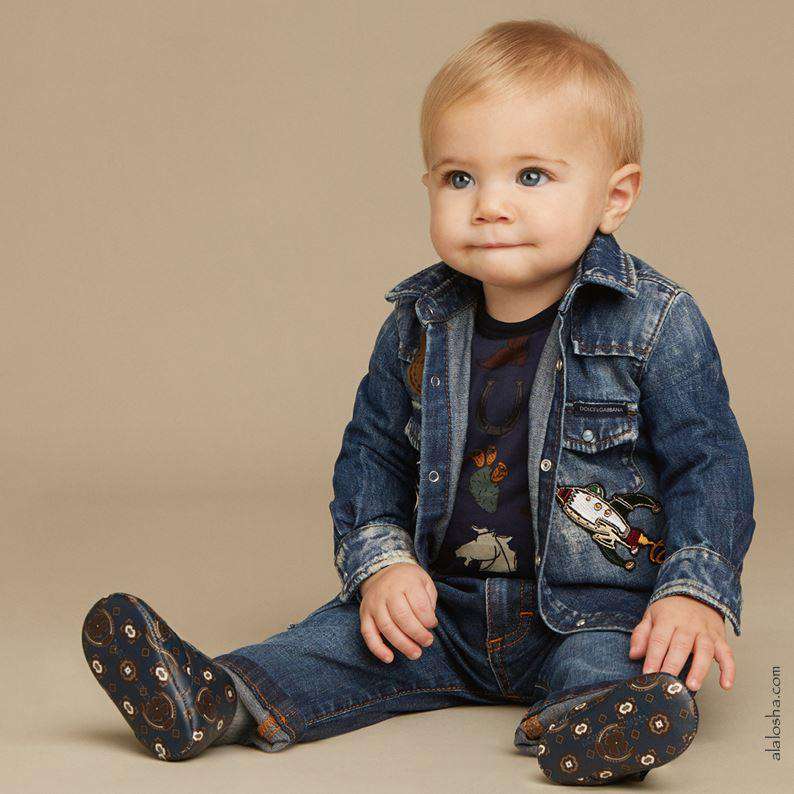 DOLCE & GABBANA BABY BOYS SICILIAN WESTERN DENIM SHIRT 18-24 MONTHS - Image 2