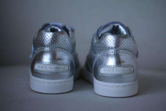 DOLCE & GABBANA BABY BOYS SILVER LEATHER TRAINERS EU 23 UK 6 - Image 3
