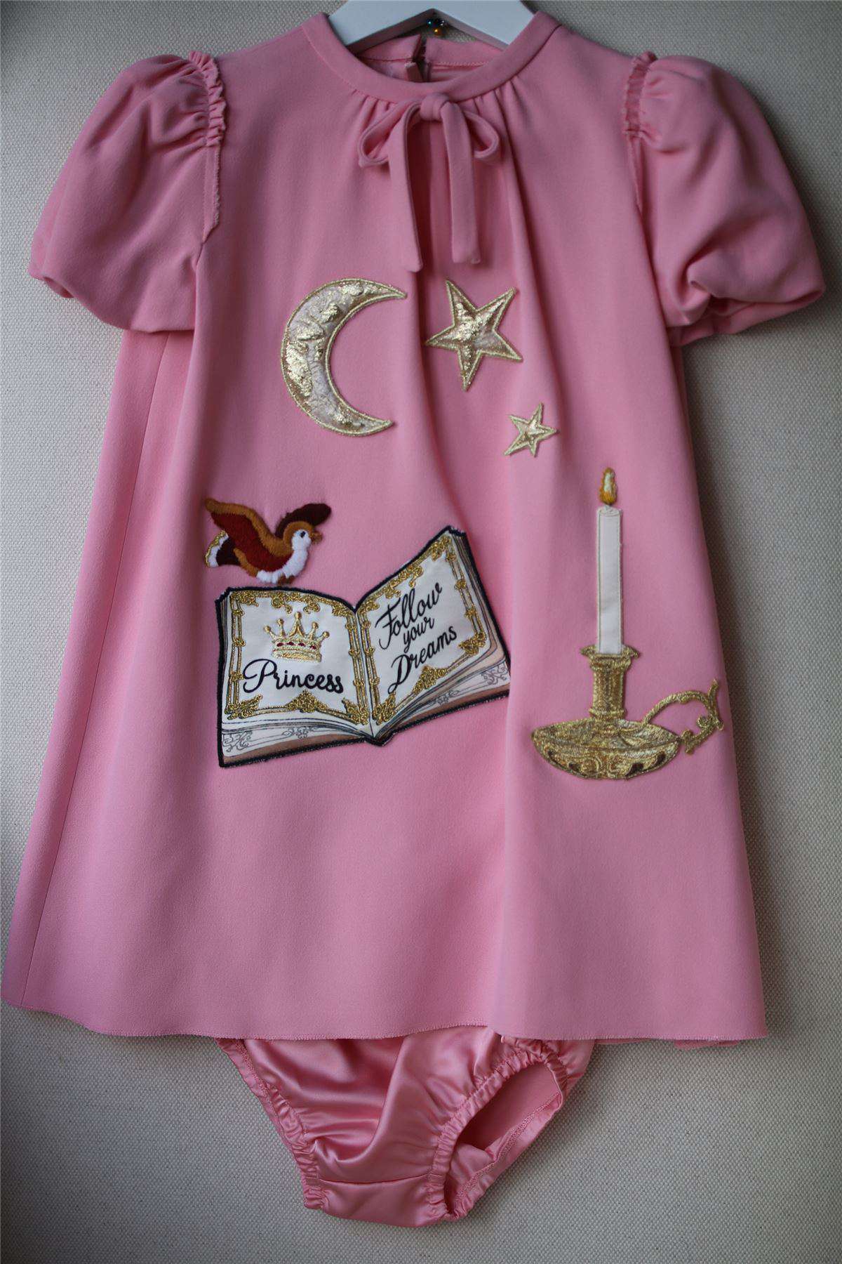 DOLCE & GABBANA BABY GIRLS PINK VISCOSE CRÊPE PRINCESS DRESS 24-30 MONTHS - Image 3