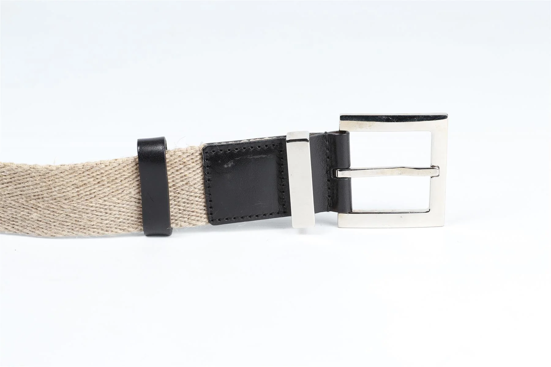 DOLCE & GABBANA BEIGE CANVAS AND LEATHER WAIST BELT 25.5-30 IN - Image 3