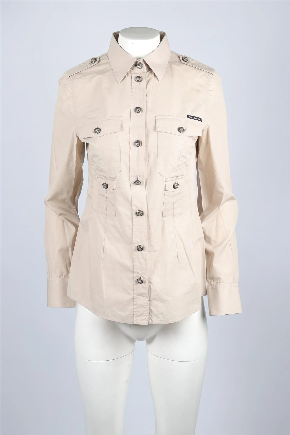 DOLCE & GABBANA BEIGE COTTON SHIRT IT 42 UK 10 - Image 2