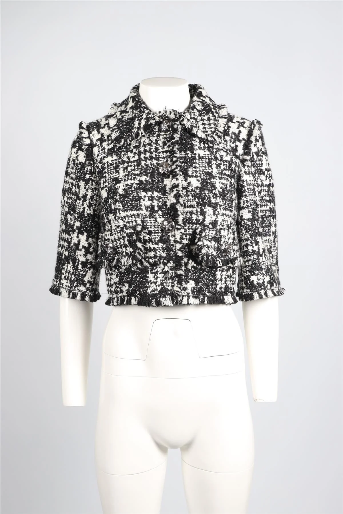 DOLCE & GABBANA BLACK AND WHITE WOOL BLEND JACKET IT 38 UK 6 - Image 2